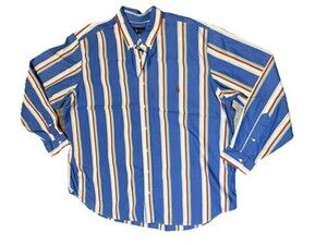 Ralph Lauren Men’s Bold Blue Red Striped Long Sleeve Shirt Size 2X Red Pony